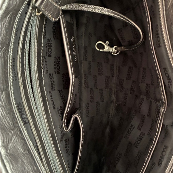 Michael Kors Bedford Shoulder Bag Tote Leather Suede Canvas Black Brown - Picture 7 of 10